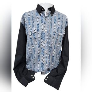 Frontier Series Men’s Western Shirt Aztec Print Long Sleeve‎ Button Down Large